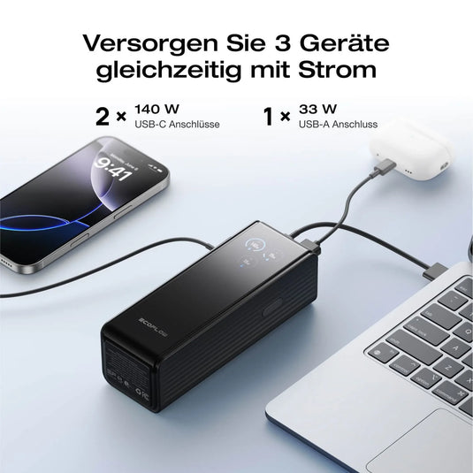 EcoFlow RAPID Powerbank 25'000 mAh schwarz | 140 W laden, bis zu 170 W entladen | USB-C und USB-A